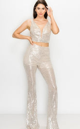 Nude Silver Sequin Set